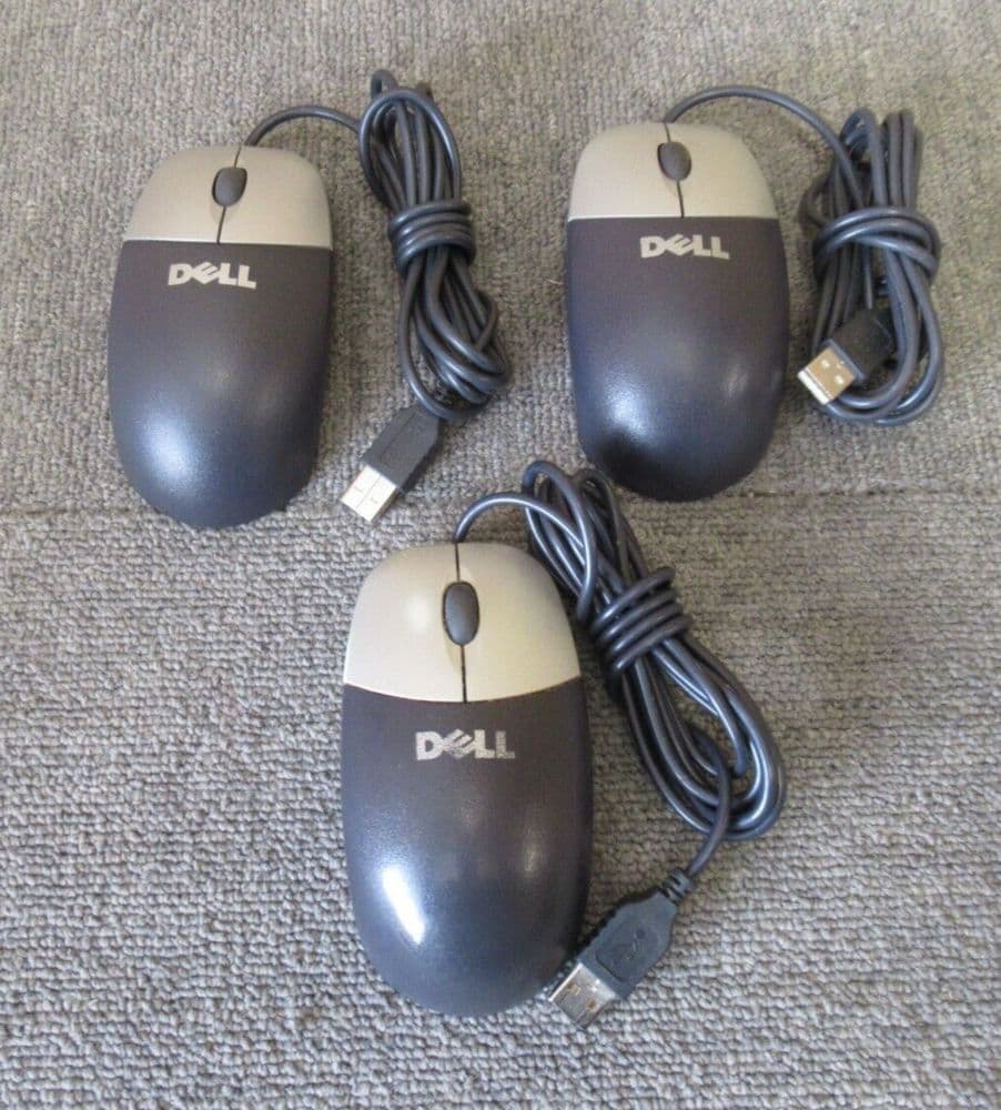 3 x Dell M-UVDEL1 C8639 TC343 Blue And Silver USB Wired 3-Button Optical Mouse