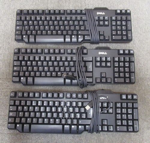 3 x Dell RT7D50 J4623 0J4623 USB Wired Black 104-key UK QWERTY Standard Keyboard