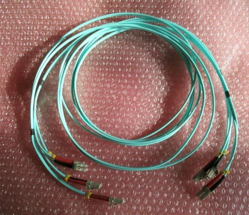 3 x Fiber Optic 2M Aqua LC To LC Patch Cable Multimode OM4 Duplex 50/125um LSZA