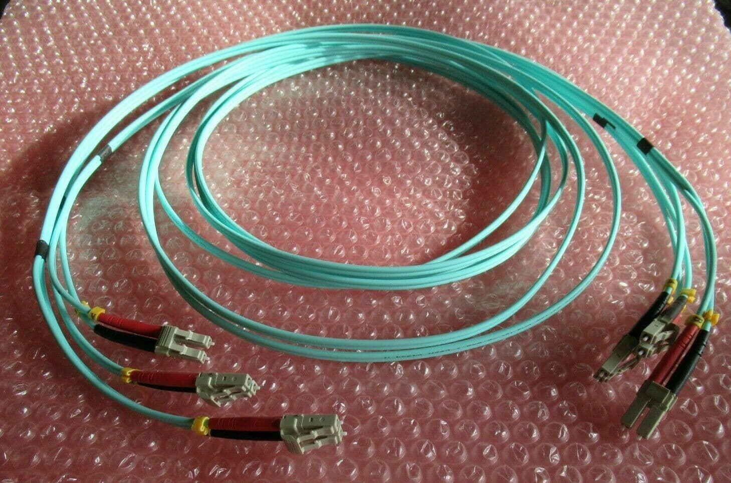 3 x Fiber Optic 2M Aqua LC To LC Patch Cable Multimode OM4 Duplex 50 ...
