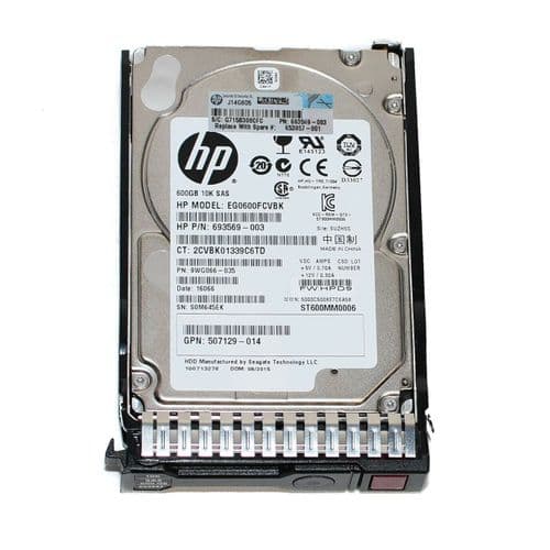 3 x HP 10K SAS 600 GB HDD653957 in caddies