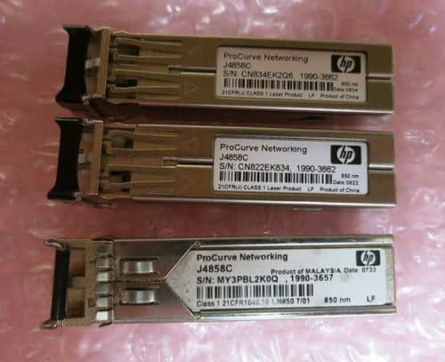 3 x HP J4858C ProCurve 1000BASE-SX SFP Mini-GBIC 850nm 550m Transceiver Module