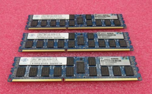 3 x HP Nanya NT8GC72B4NG0NL-CG 500662-B21 8GB PC3-10600 DDR3-1333MHz CL9 Memory
