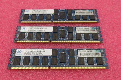 3 x HP Nanya NT8GC72C4NG0NK-CG 604506-B21 8GB PC3-10600 DDR3-1333MHz CL9 Memory
