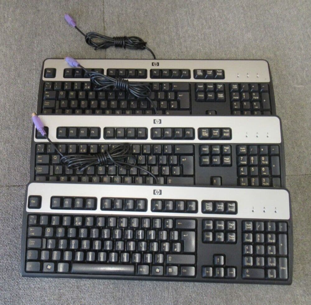 3 x HP SK-2880 434820-031 435302-031 Black/Silver PS/2 Wired UK QWERTY Keyboard