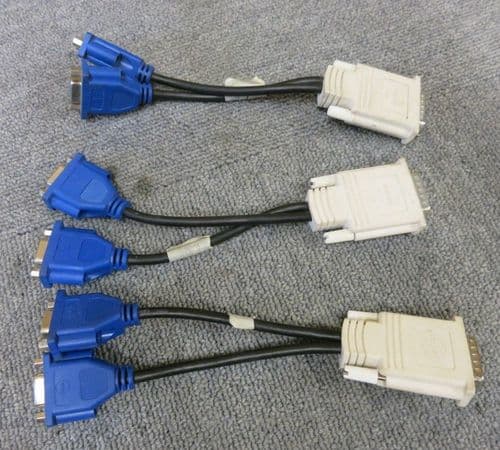 3 x Molex 887-6852-00 DMS-59 Male to Dual VGA 15 Pin Felame Splitter Cable