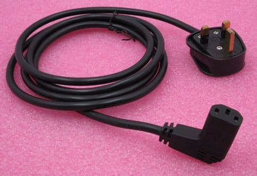 3 x New 1.8M (5.9ft) UK Plug To Male IEC Right Angle 90 Degree C13 Cable Black