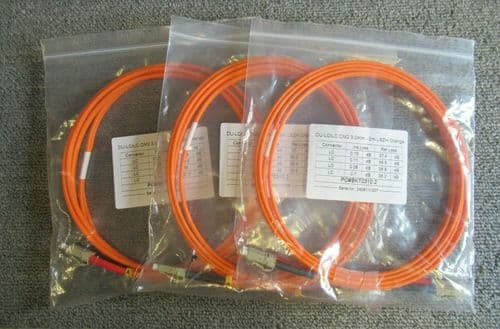 3 x New 2M LC-LC 50/125 OM2 Duplex Multimode Fibre Optic Cable LSZH Orange