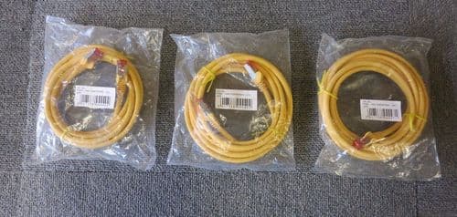 3 x New Sealed Cat6 Ethernet Network RJ45 Patch Leads Cables 2/3 Meters Yellow