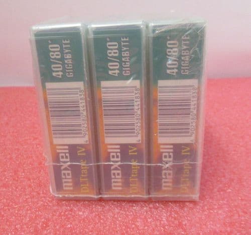 3 x New Sealed Maxell 183270 40/80 Gigabyte DLT Data Tape IV 1/2" Cartridge