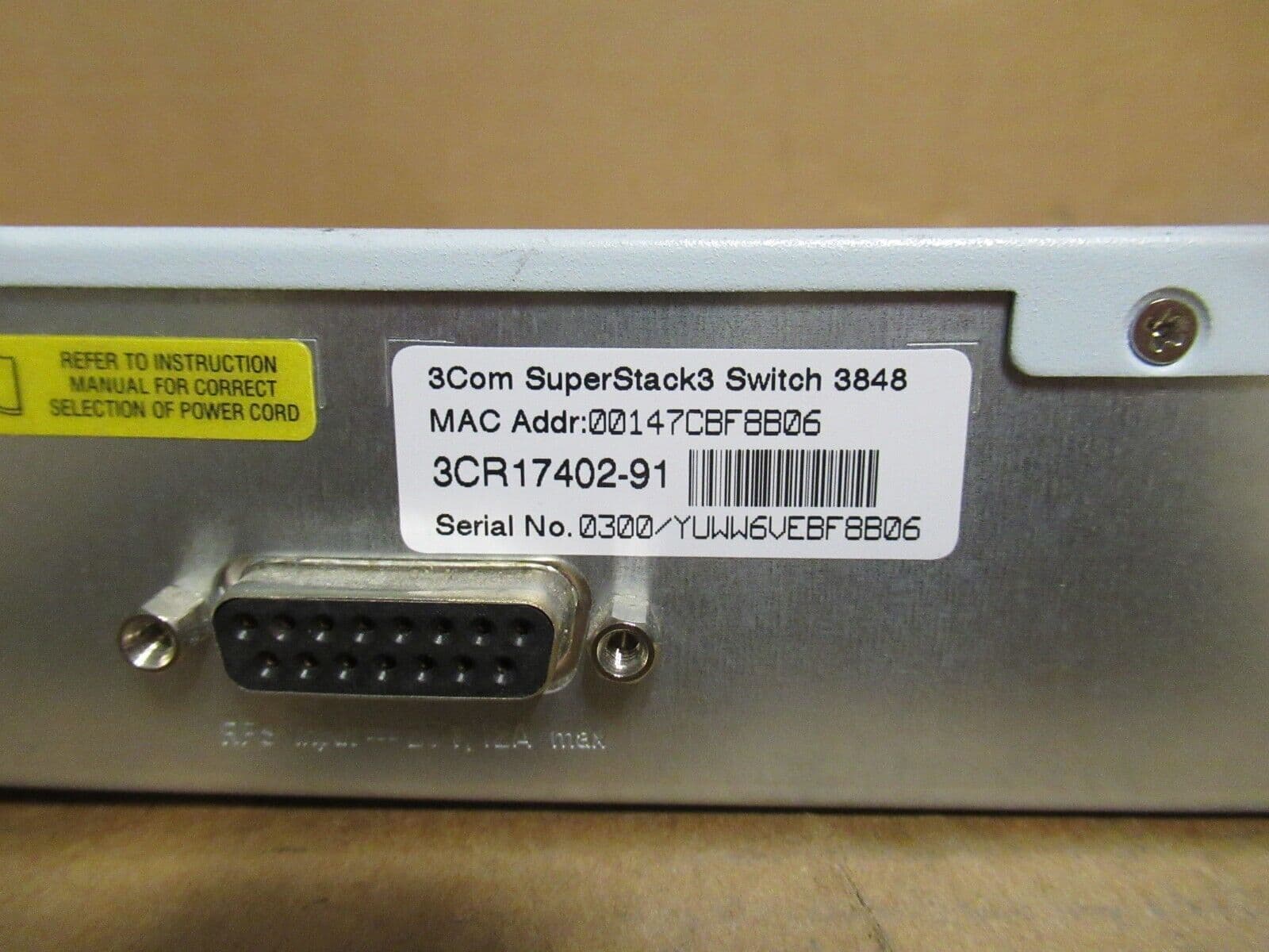 3Com 3848 3CR17402-91 Switch 48-Port 10/100 RJ45 1x Gigabit 4x SFP ports