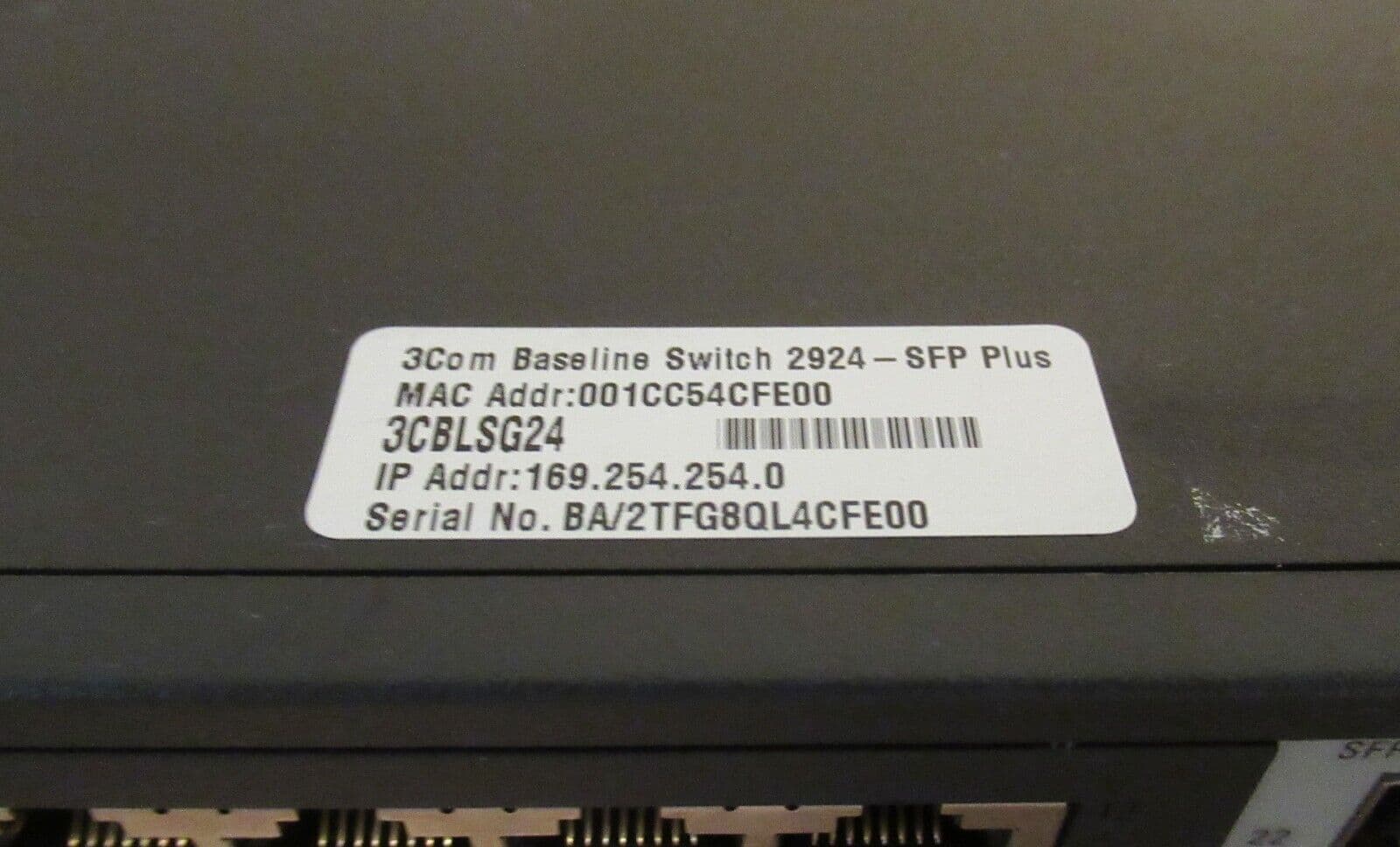 3Com Baseline Switch 2924 - SFP Plus 3CBLSG24 24-Ethernet Port Managed ...