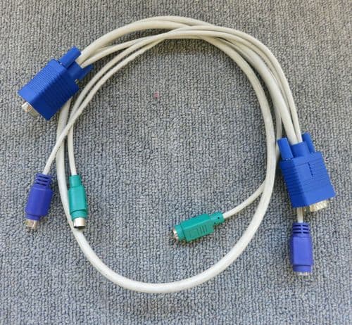 3ft White KVM VGA Extension Cable PS/2 + 2x VGA Male to Female