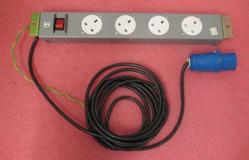 4 Way UK Sockets Horizontal Rackmount PDU With 16A Commando Plug 4.5m