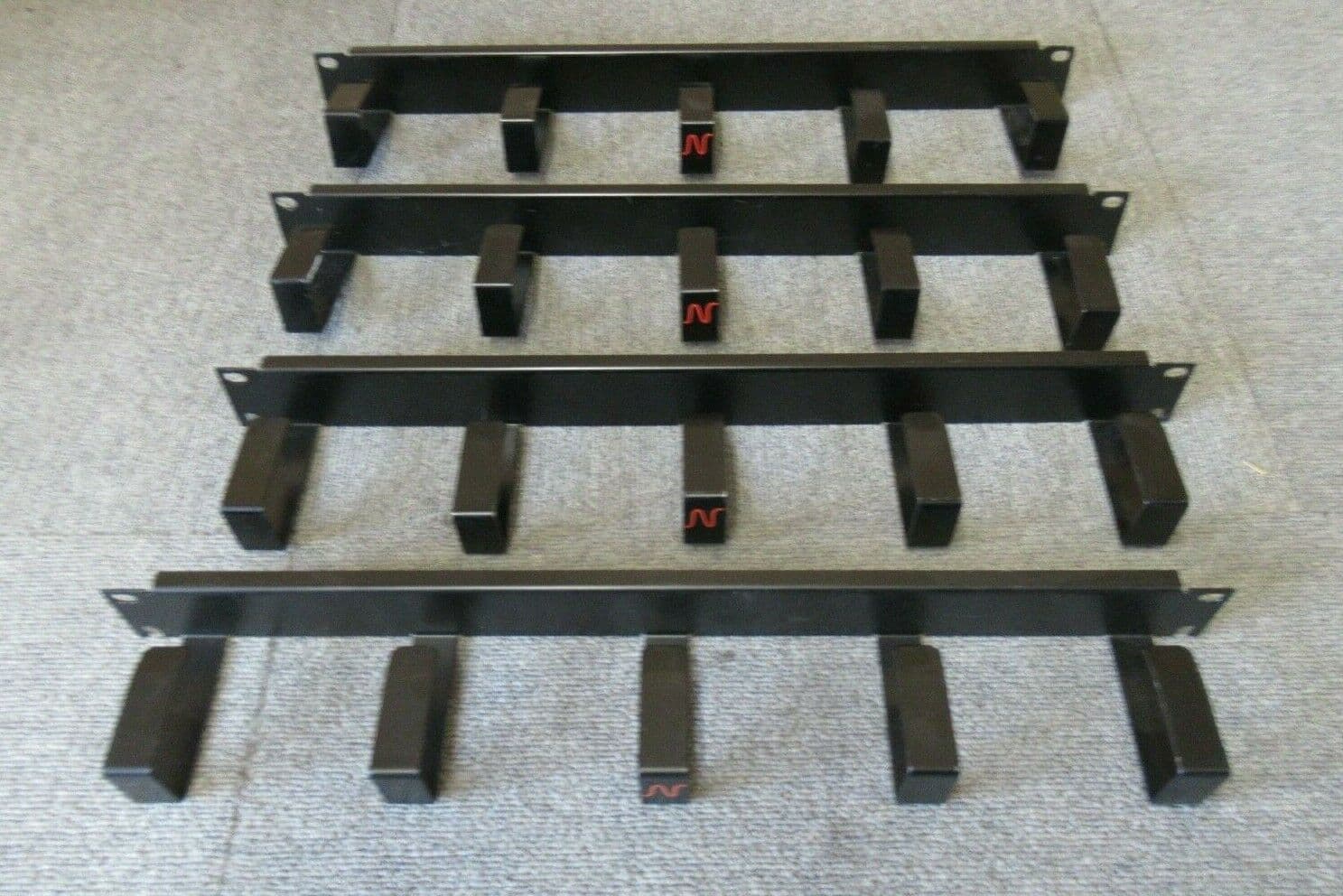 4 x Black Data Rack Cabinet Cable Tidy Bar 19