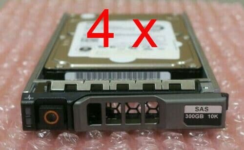 4 x Dell 300GB SAS 10k 6G 2.5" Hard Drive HDD MTV7G In Caddy PowerEdge Servers