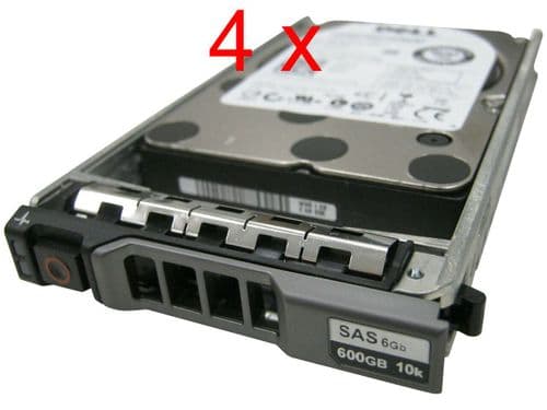 4 x Dell 600GB 10K SAS 2.5" SAS 6Gb/s HDD 5TFDD for Dell PowerEdge Server +caddy