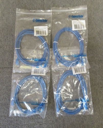 4 x New CablesToGo Ethernet RJ45 Male 1.5m 2m Cat5e Blue UTP Patch Cable