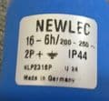 4.5M IEC C13 Female To IP44 16A Newlec Commando Blue Plug Male Power Lead Cable