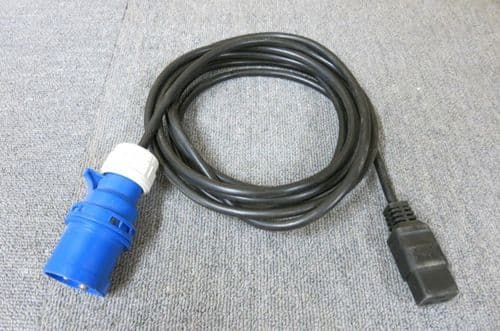 4.5M IEC C19 To IP44 16A PCE Commando Blue Plug Power Lead Cable