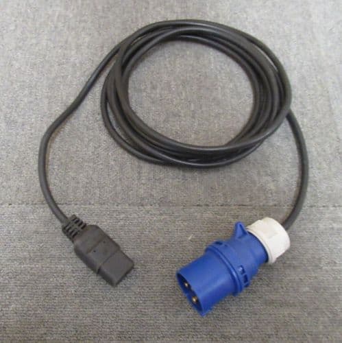 4M IEC C19 Female To IP44 16A PCE Commando Blue Plug Male Power Lead Cable