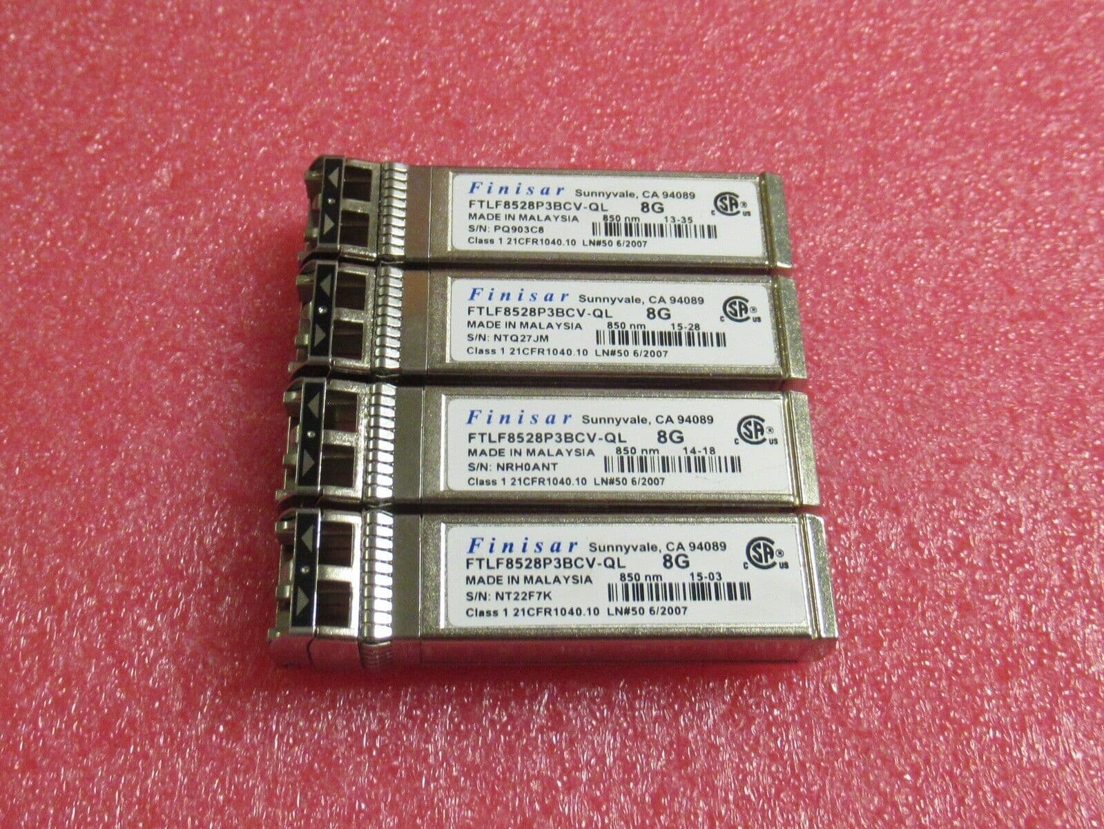4x Finisar FTLF8528P3BCVQL 8Gb 850NM Fiber Channel SW SFP Optical