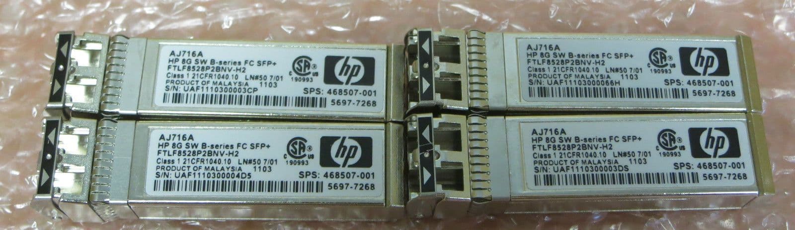 4x HP AJ716A 8Gb Shortwave Fibre Channel SFP Transceiver 8Gbps SW - Main Image
