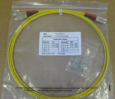 5 x 2M Fibre Channel SC-LC Patch Lead Cable 50/125 SC-LC/50/DX/2M Duplex FC