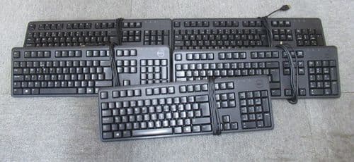 5 x Dell KB212-B C643N USB Wired Slim Black 104-key UK QWERTY Standard Keyboard