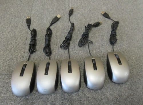 5 x Dell M-UAV-DEL8 4K93W USB Wired 6 Button Silver Laser Scroll Wheel Mouse