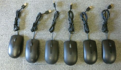 5 x Dell MS116T 0DVORH Black USB Wired 3 Button Optical Scroll Wheel Mouse