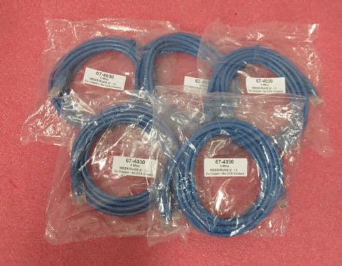 5 x New CableNet 67-4030 3m Cat5e RJ45 Blue U/UTP PVC 24AWG Patch Cable