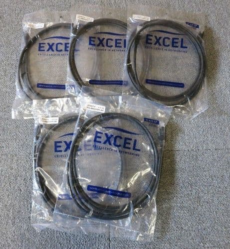 5 x New Sealed Excel BB002MPLBK Cat5e RJ45 UTP Unscreened Booted Patch Lead 2M