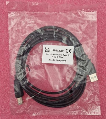 5x New USB 2.0 Black PC Data Cable 3 Meter Type A to Type B - USB2020BK