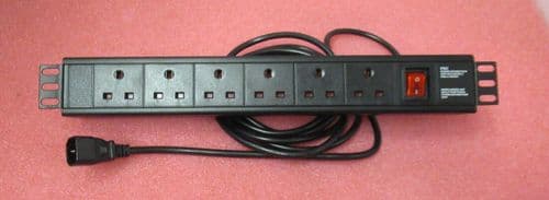 6-Way 19" 1U horizontal PDU Switched PDU H13A/6/C14 UK Plug Socket C14 Plug 3M