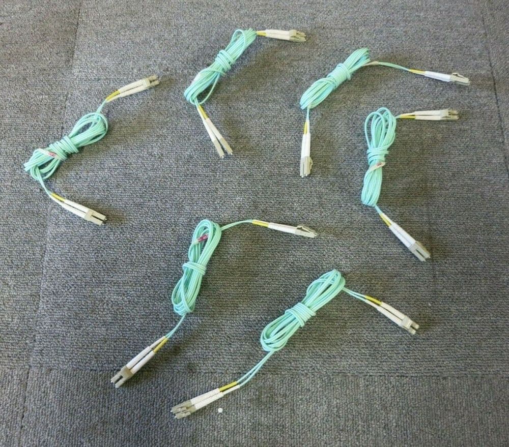 6 x 2M Fibre Optic Multi-Mode Duplex OM2 Green LC To LC Patch Lead Cable