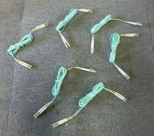 6 x 2M Fibre Optic Multi-Mode Duplex OM2 Green LC To LC Patch Lead Cable