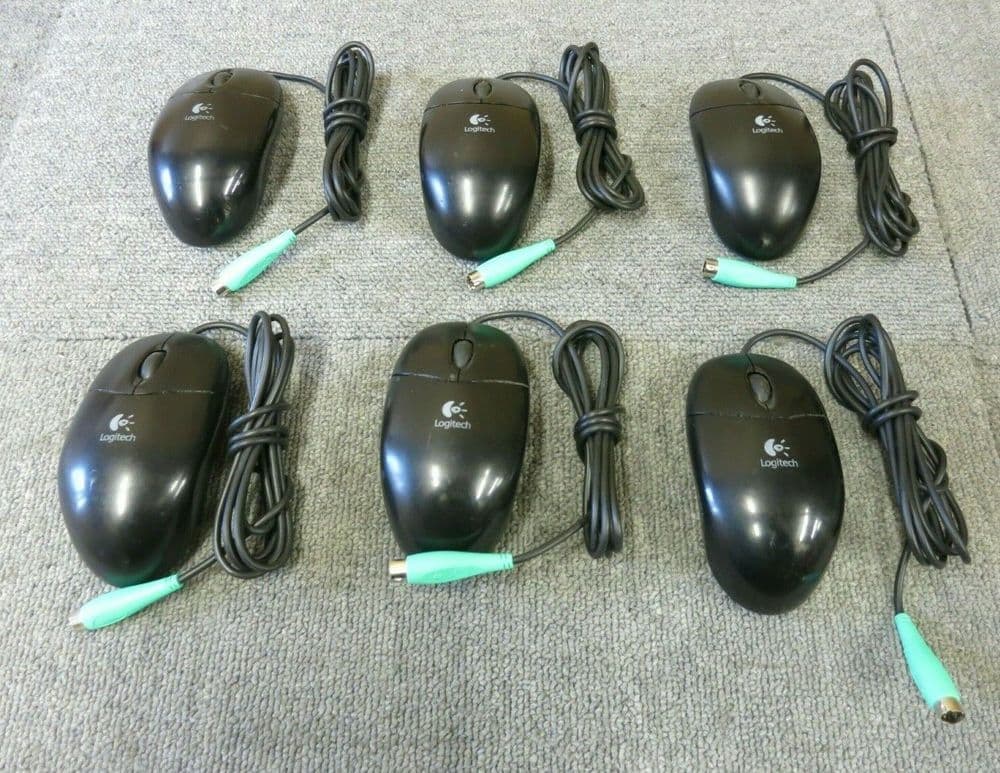 6 x Logitech M-SBF96 852210-0000 Black PS/2 Wired Optical Scroll Wheel ...