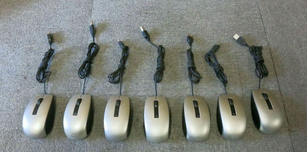 7 x Dell 4K93W M-UAV-DEL8 USB Wired 6 Button Silver Laser Scroll Wheel Mouse