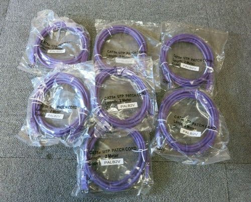 7 x New RJ45 Ethernet 2M Cat5e Purple UTP Patch Cable - P/N PALB2V