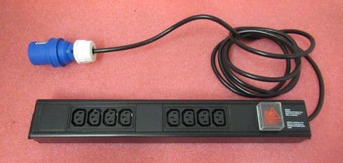 8 Way C13 PDU With 16A Commando Plug 3m Vertical Rack Mount - VIEC-8