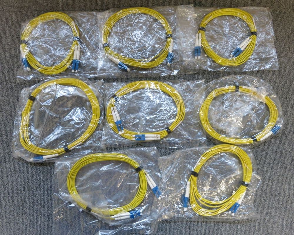 8 x Corning 9/125 smfe8e SC-SC DX 10FT / 3M Fibre Optic Patch Cables New Yellow