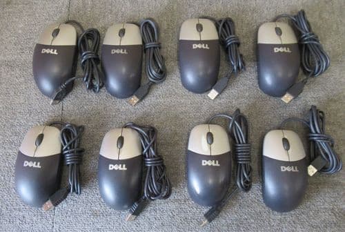 8 x Dell M-UVDEL1 T0943 0T0943 Blue And Silver USB Wired 3-Button Optical Mouse
