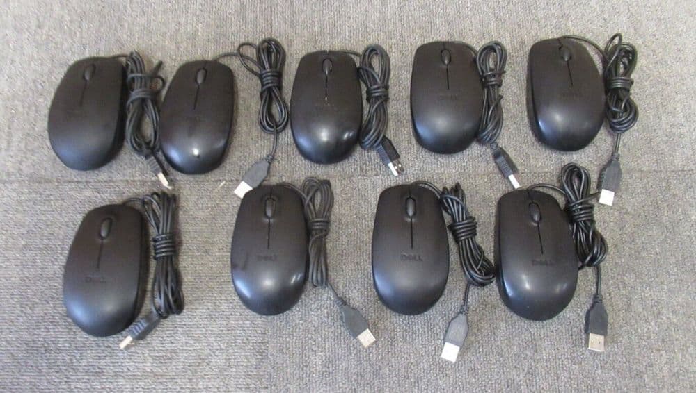 9 x Dell MS111-L 9RRC7 09RRC7 Black USB Wired 3-Button Optical Mouse