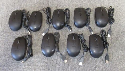 9 x Dell MS111-L 9RRC7 09RRC7 Black USB Wired 3-Button Optical Mouse