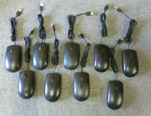 9 x Dell MS116P 009NK2 Black USB Wired 3 Button Optical Scroll Wheel Mouse