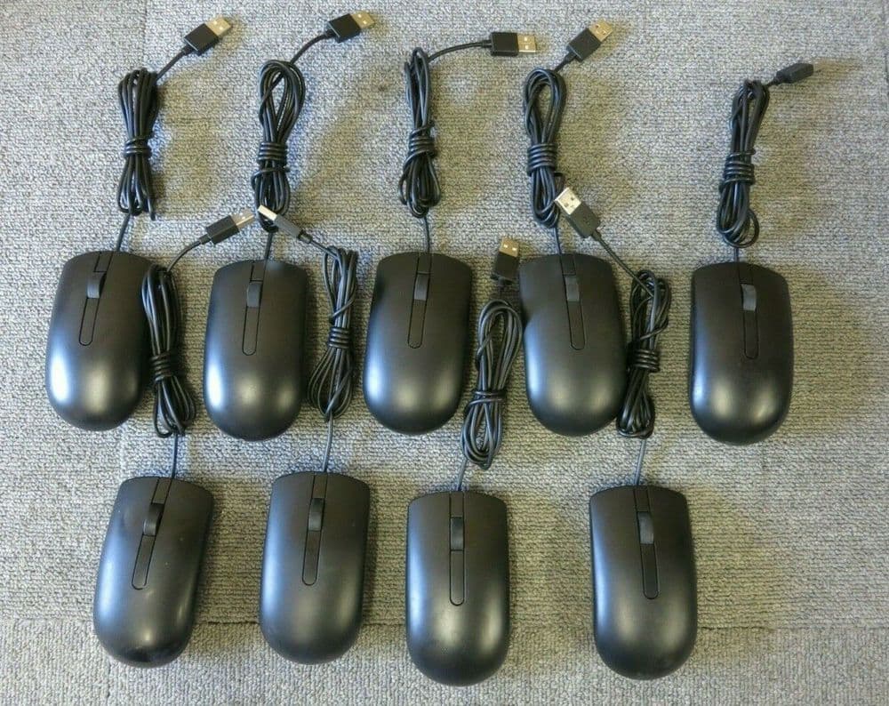 9 x Dell MS116P 037GVD Black USB Wired 3 Button Optical Scroll Wheel Mouse