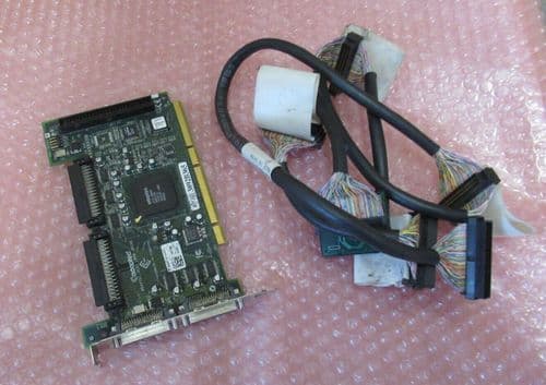 Adaptec 39160 0360MG SCSI U160 Dual Channel PCI Controller Card & Cable 59P2614