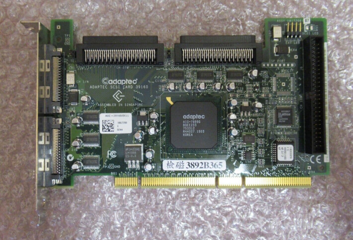 Adaptec 39160 360MG 0360MG SCSI U160 Dual Channel PCI Controller Card