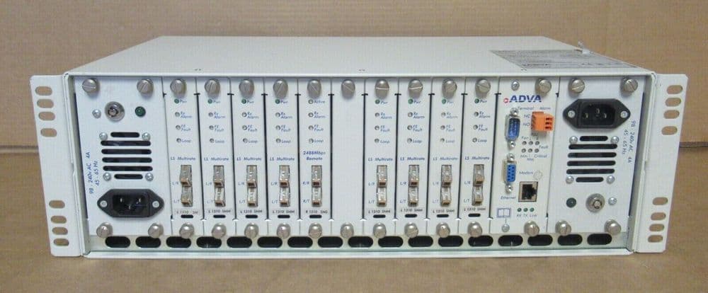 ADVA Optical Networking AL-CH16-8 16-Slot Chassis 2x PSU 10x Modules
